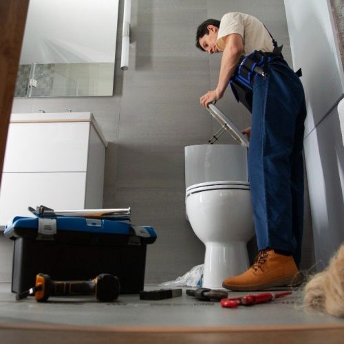 Plumber Checking Toilet Leaks
