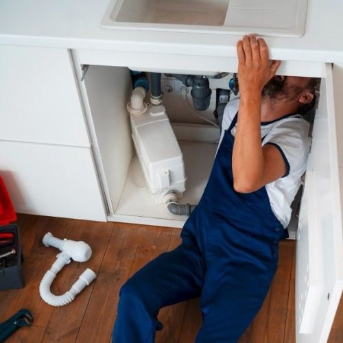 Plumbing professional checking water leak